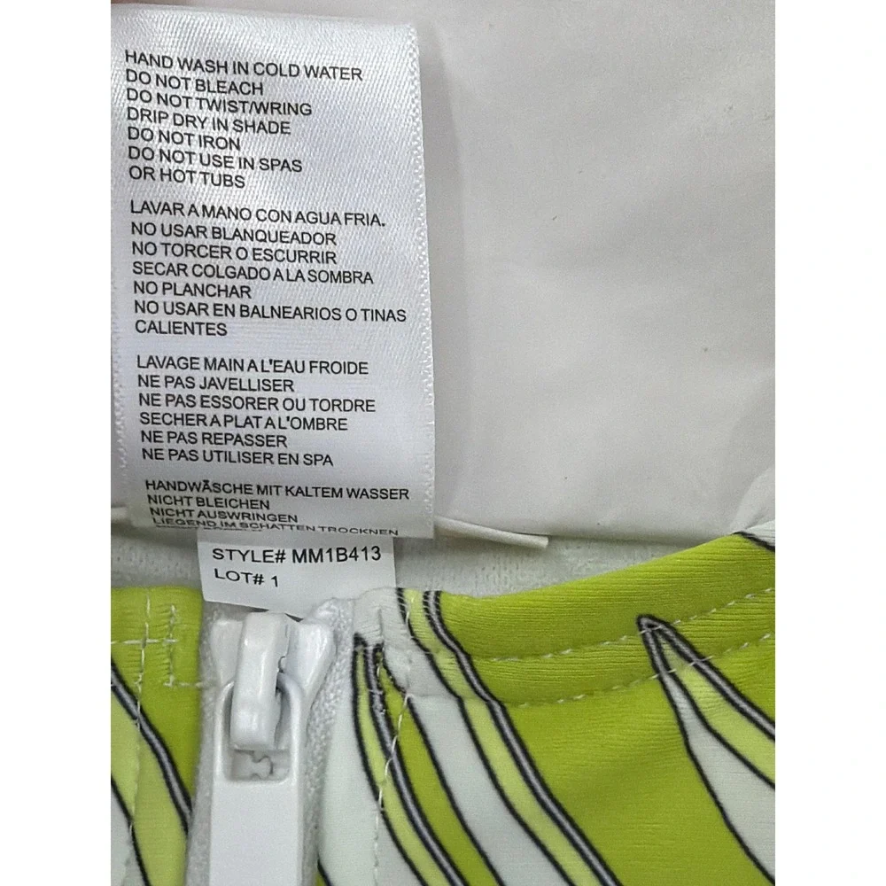 Michael Kors Lime Green Zebra Print Long Sleeve One Piece Swimsuit 12 MM1B413